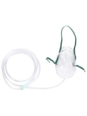 Oxygen Mask AirLife® Elongated Style Adult One Size Fits Most Adjustable Head Strap - Case of 50
